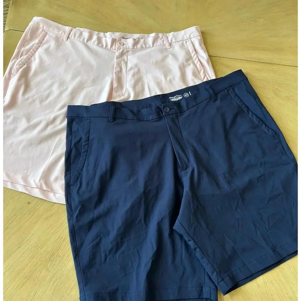 lot 2 straight down Golf Shorts mens 42 Pink & Navy Blue Preppy Stretch Casual